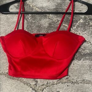 Chic Vibrant Red Spandex Top